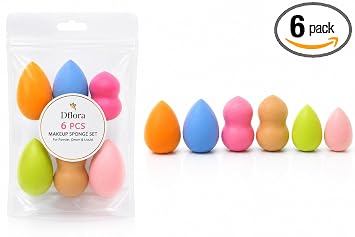 Juego de 6 esponjas de maquillaje para base, corrector, polvo y crema, licuadora suave sin látex, aplicador cosmético húmedo y seco para maquillaje facial (diseño-2)