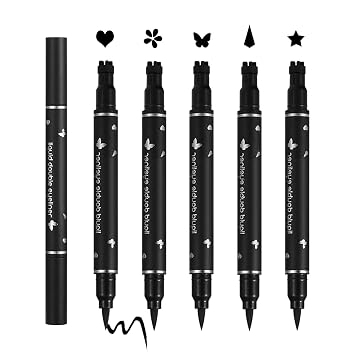 Juego de 5 bolígrafos de doble cabeza con alas, color negro