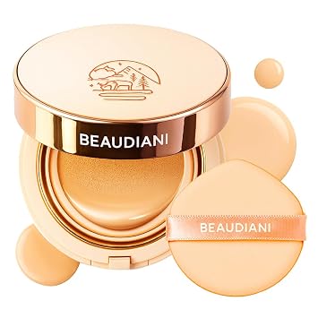BEAUDIANI Cobertura natural – Cojín ajustado de malla – Base de cojín coreana, resplandor semi-mate, de larga duración, diseño apto para viajes (02 claro/beige medio)