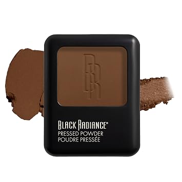 Black Radiance Polvo prensado, acabado mate rico en pigmentos para tonos de piel oscuros, compacto absorbente de aceite con espejo y esponja, caoba rica