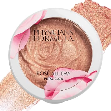 Physicians Formula Rubor Iluminador Rosé All Day Polvo Facial, Brillo de Pétalo Rosado, Dermatólogo Probado, Clínicamente Probado