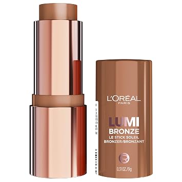 L'Oreal Paris Lumi Bronze Le Stick Soleil Bronzer Stick, bronceador de crema a polvo para un brillo de maquillaje facial besado por el sol, 110 luz solar tostada