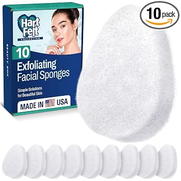 HartFelt [Paquete de 10] Esponjas Faciales Exfoliantes Regulares para la Cara - Exfoliante de Limpieza Diaria - Elimina la Suciedad con Almohadillas Faciales Reutilizables Estilo Puf para Eliminar