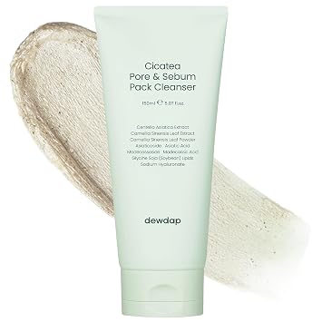Cicatea - Limpiador facial de sebo poro, máscara facial, exfoliante suave, lavado facial con ácido hialurónico Centella Asiática, cuidado removedor de puntos negros, todo tipo de piel, cuidado de la piel coreano (5.07 onzas líquidas / 5.1 fl oz)