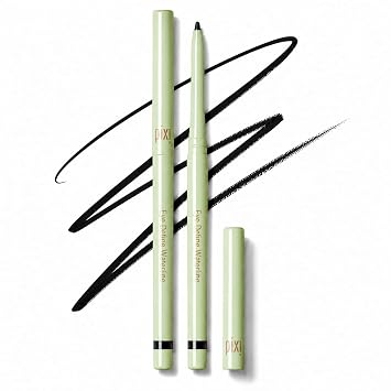 Pixi Beauty Eye Define Waterline | Lápiz delineador de ojos impermeable ultrafino para línea de pestañas interior y superior, a prueba de manchas, resistente a la transferencia y de larga duración, negro apretado, 0.012 onzas