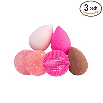 Beautyblender® | Loaded Sundae Blender Essentials - 3 esponjas de maquillaje para mezclar bases, polvos y cremas, limpiador elimina el maquillaje y la suciedad en la esponja, tapete de limpieza para