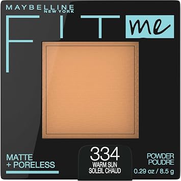 Maybelline Fit Me Matte + Poreless Polvo Compacto de Maquillaje y Fijador para Rostro, Warm Sun, 1 Unidad