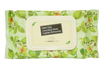 The Face Shop Toallitas limpiadoras Herb Day 365 | Prácticas toallitas de limpieza para residuos de maquillaje y eliminación de impurezas | Removedor de maquillaje de ojos | Enriquecidas con 9 hierbas