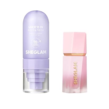 SHEGLAM Lock'd In Setting Spray Purple+SHEGLAM Color Bloom Liquid Blush Matte Finish-Love Cake