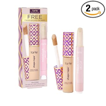 tarte icons shape tape concealer & maracuja juicy lip duo – Full Coverage Concealer for Dark Circles & Fine Lines with Hydrating Nourishing Lip Gloss Balm, Vegan & Cruelty Free