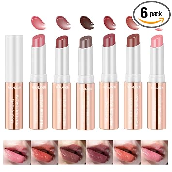 6 unidades de tinte labial hidratante, bálsamo labial tintado, juego de lápices labiales brillantes de nutrición profunda, bálsamo hidratante de larga duración para el cuidado de los labios, maquillaje de labios para labios secos, agrietados y agrietados