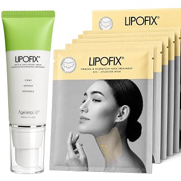 LIPOFIX Máscaras coreanas para reafirmar y levantar el cuello y crema reafirmante para el cuello