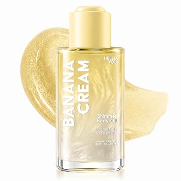 Hello You Aceite de jojoba y ceramidas Shimmer Body Oil – Dermatológicamente probado, cuidado de la piel coreano antienvejecimiento – Brillo radiante, hidratación ligera, acabado sedoso – Vegano
