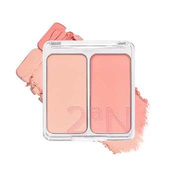 2aN - Colorete facial de doble color, 0.16 onzas x 2, color de mejillas construible y mezclable, rubor en polvo, belleza coreana (03 coco coral, 1.5 onzas)