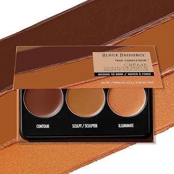 Black Radiance Paleta de contorno de nata con un brillo real, de tonos medios a oscuros, 7.5 gramos (0.26 onzas)