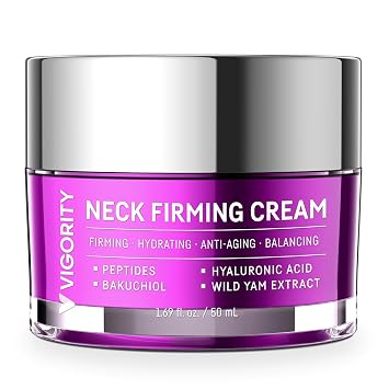 Vigority Korean Neck Firming Cream with Centella Asiatica, Peptides & Bakuchiol Formula for Neck & Décolleté, Crepey Skin, Wrinkles & Dryness - 1.69 fl oz