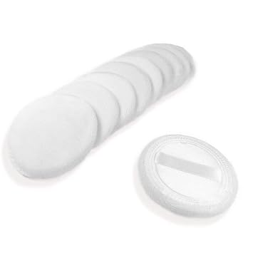 10 piezas Borlas de Polvo de Algodón Cosméticas para Maquillaje Facial con Cinta para Polvo Suelto y Base 2.36 pulgadas (Blanco)