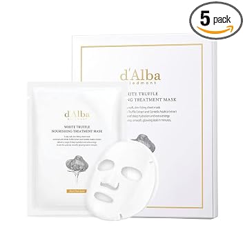 d'alba Piedmont Mascarilla nutritiva de trufa blanca italiana, 5 piezas, cuidado de la piel vegana, mascarilla nutritiva para piel seca y cansada, hidratación profunda, cuidado de la piel coreano (5