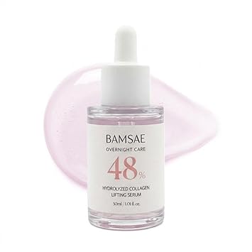 BAMSAE Suero elevador de colágeno hidrolizado – Suero facial reafirmante e hidratante para pieles sensibles – Tez visiblemente suave y radiante – Cuidado de la piel coreano limpio – 48.75% colágeno