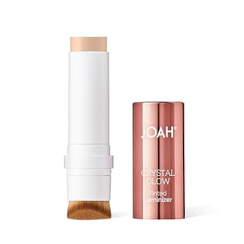 JOAH Lápiz iluminador, maquillaje de contorno luminizador tintado con brillo cristalino, péptido Crystalide para una piel más clara y suave, cepillo desmontable integrado, marfil