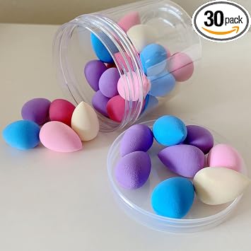Mini licuadora de esponja de maquillaje, 30 piezas, esponja de belleza para base, polvo, corrector y sombra de ojos, debajo de los ojos, resaltado y contorno