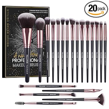 Brochas de maquillaje, 20 piezas de brochas de maquillaje profesional, juego de brochas de maquillaje para base de sombra de ojos, brocha de rubor para viajes, Kabuki, correctores, polvo facial, juegos de brochas de maquillaje de ojos con caja de regalo (n