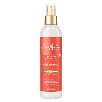 SheaMoisture Spray Refrescante para Estirar y Definir Rizos Aceite de Melocotón de Kalahari y Aceite de Marula Hidratante, Combate la Humedad y el EncrespamIENTO con Suero Hialurónico, 8 onzas