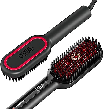 TYMO Cepillo alisador de cabello – Cepillo alisador iónico Plus mejorado con cerdas densas, 16 temperaturas, doble voltaje | Peine caliente de cerámica para mujeres | Plancha plana para cabello rizado