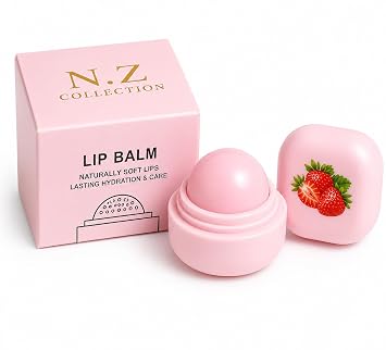 Bálsamo labial, fresa, uva, naranja y vainilla, cuidado labial hidratante natural, hidratación de larga duración, diseño de bola redonda (fresa)
