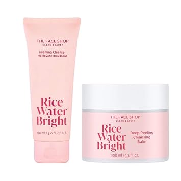 The Face Shop Dúo limpiador de arroz coreano – Extracto de arroz Doble espuma limpiadora y bálsamo para todo tipo de piel