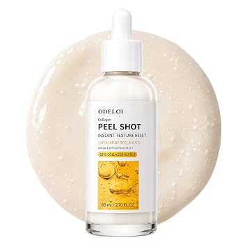 Colágeno Peel Shot 62%, suero exfoliante con AHA BHA PHA, ceramida y pantenol para piel muerta y textura áspera, gel pelador suave gommage, cuidado de la piel coreano, 2.7 onzas