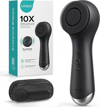 COSLUS FBS03 - Cepillo de limpieza facial, diseño patentado, color negro