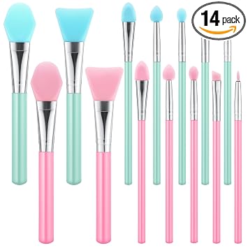 Kit aplicador de cepillos de silicona, aplicador de cepillo de resina, aplicadores de cepillos de resina UV, aplicadores de pinceles de gelatina para productos de maquillaje en crema y manualidades de