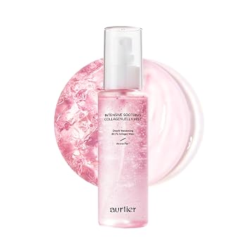 Niebla de gelatina de colágeno calmante intensivo, niebla facial rosa hidratante profunda, hidratante elástico, spray de brillo húmedo, ácido hialurónico, ligero y suave para todas las pieles, cuidado de la piel coreano, 3.38 onzas líquidas