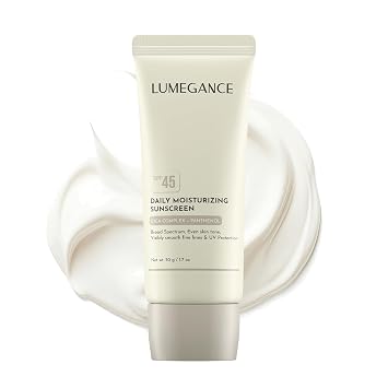 Protector solar hidratante diario SPF 45 - Protector solar facial coreano ligero con cica y pantenol - Protección UV de amplio espectro, sin yeso blanco, piel sensible, 1.7 onzas