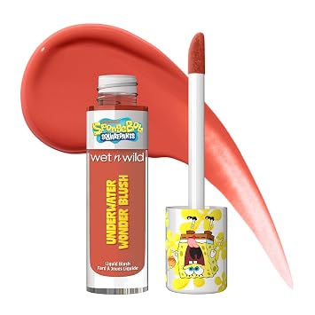 wet n wild Rubor líquido submarino de Bob Esponja, fórmula de gel brillante para construir con mezcla sin costuras y acabado mate, cuadrado perfecto