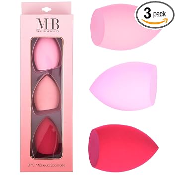 Juego de esponjas de maquillaje rosadas de 3 piezas, licuadora de belleza para base, rubor, corrector, sombra de ojos, contorno e iluminador, paquete económico de esponja cosmética suave para mujeres