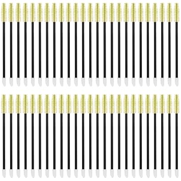 INOOMP 50pcs Disposable Eyebrow Brush and Mascara Wands Double-ended Synthetic Fiber Lash Applicators for Eyelash Extensions and Brow Makeup at Home