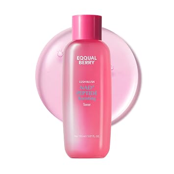 EQQUALBERRY Tónico potenciador de péptidos NAD+ - Tóner facial hidratante coreano para el cuidado de la piel NAD+ 5% y 13 péptidos | Tóner NAD rosa reafirmante y levantador para piel flácida (5.07 onzas líquidas / 5.1 fl oz)