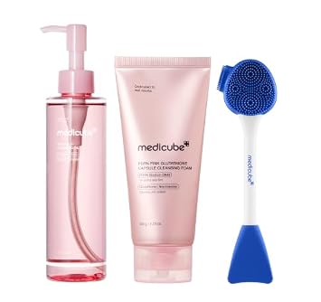 medicube PDRN Cleansing & Brush Trio - Aceite limpiador, limpiador, cepillo de poros