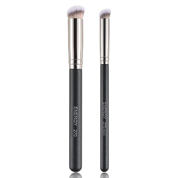 Energy - Juego de brochas para corrector de maquillaje profesional, brochas para debajo de los ojos, perfectas para mezclar base líquida, crema en polvo, base suave, veganas, con ángulo, para viajes