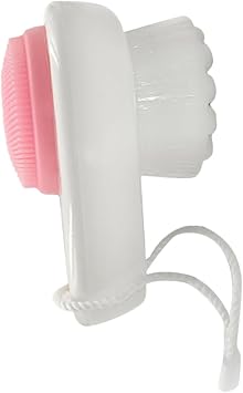 VALICLUD Cepillo de limpieza facial de silicona de doble cara con cerdas suaves para exfoliación suave y cuidado profundo de la piel, agarre ergonómico, limpiador manual de lavado facial para mujeres