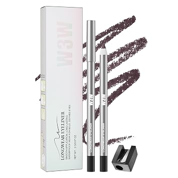 Lápiz delineador de ojos de gel impermeable, 8 colores a prueba de manchas de larga duración con sacapuntas, delineador de gel cremoso para ojos sensibles y línea de flotación (berenjena)