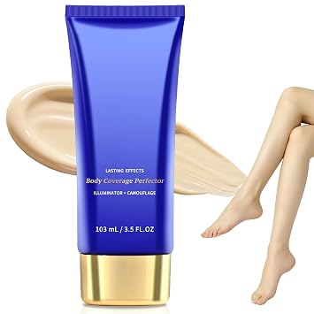 Maquillaje impermeable para cubrir tatuajes, corrector de cobertura corporal con larga duración para estrías de venas varicosas, base de cobertura completa para mujeres, 3.5 onzas de resplandor ligero