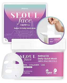 DERMAL Korean Retinol + LHA - Dispensador diario de mascarilla en hojas de