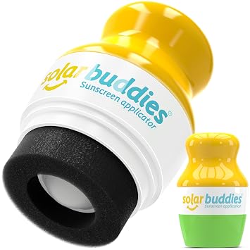 Solar Buddies Aplicador de Protector Solar - Verde Individual - Aplicador Recargable Tipo Rodillo con Esponja para Protector Solar, Crema Solar y Loción para Niños, Adultos y Familias - Contiene 3.4