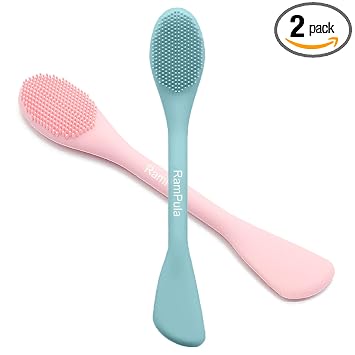 RamPula Cepillo de Limpieza Facial, 2 en 1 Cepillo de Silicona para Mascarilla Facial y Exfoliante Facial, Para Exfoliar, Masajear, Quitar Puntos Negros, Eliminación de Maquillaje y Cuidado de la Piel