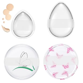Juego de 4 aplicadores de maquillaje, esponja de maquillaje de silicona