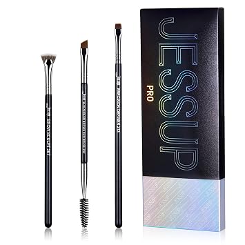 Jessup Juego de Brochas para Cejas de Maquillaje Profesional, Precisión Definir Esculpir, Brochas Spoolie Planas Anguladas, Cerdas Sintéticas Libres de Crueldad 3PCS, T326