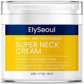 ElySeoul Crema coreana para el cuello para reafirmar y tensar: tratamiento antienvejecimiento para el cuello y el pecho para la piel flácida y las arrugas crepey